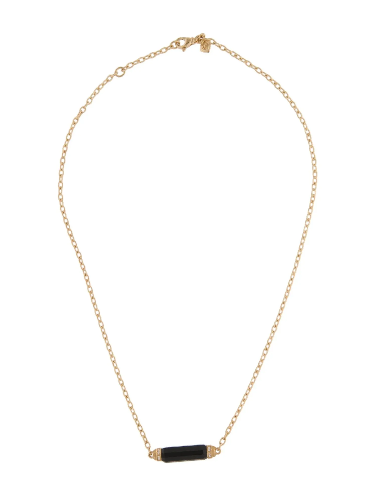 18K Yellow Gold Onyx & Diamond Barrel Necklace by David Yurman