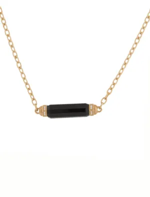 18K Yellow Gold Onyx & Diamond Barrel Necklace by David Yurman