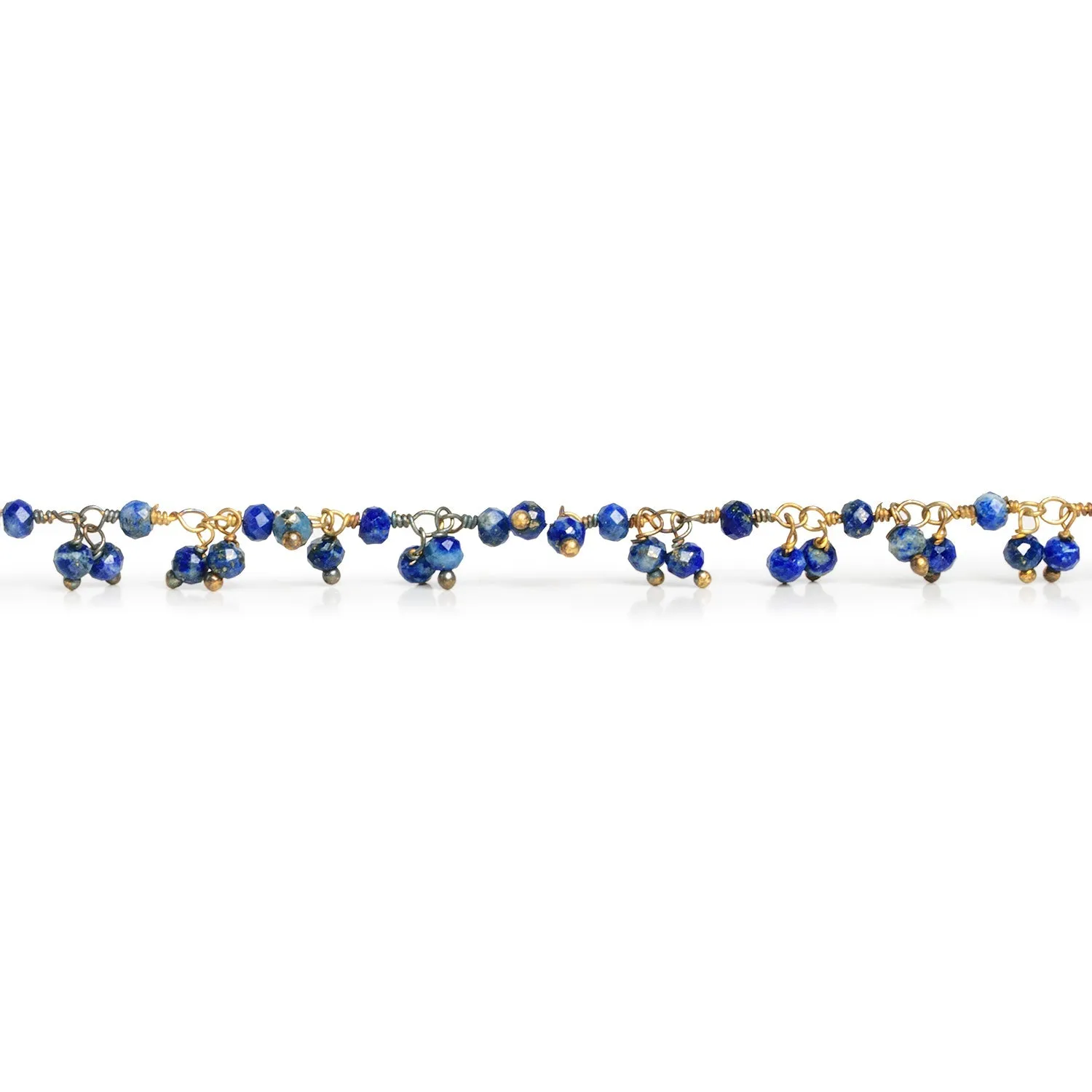 2.7mm Lapis Lazuli Round Gold Dangling Chain 85 beads