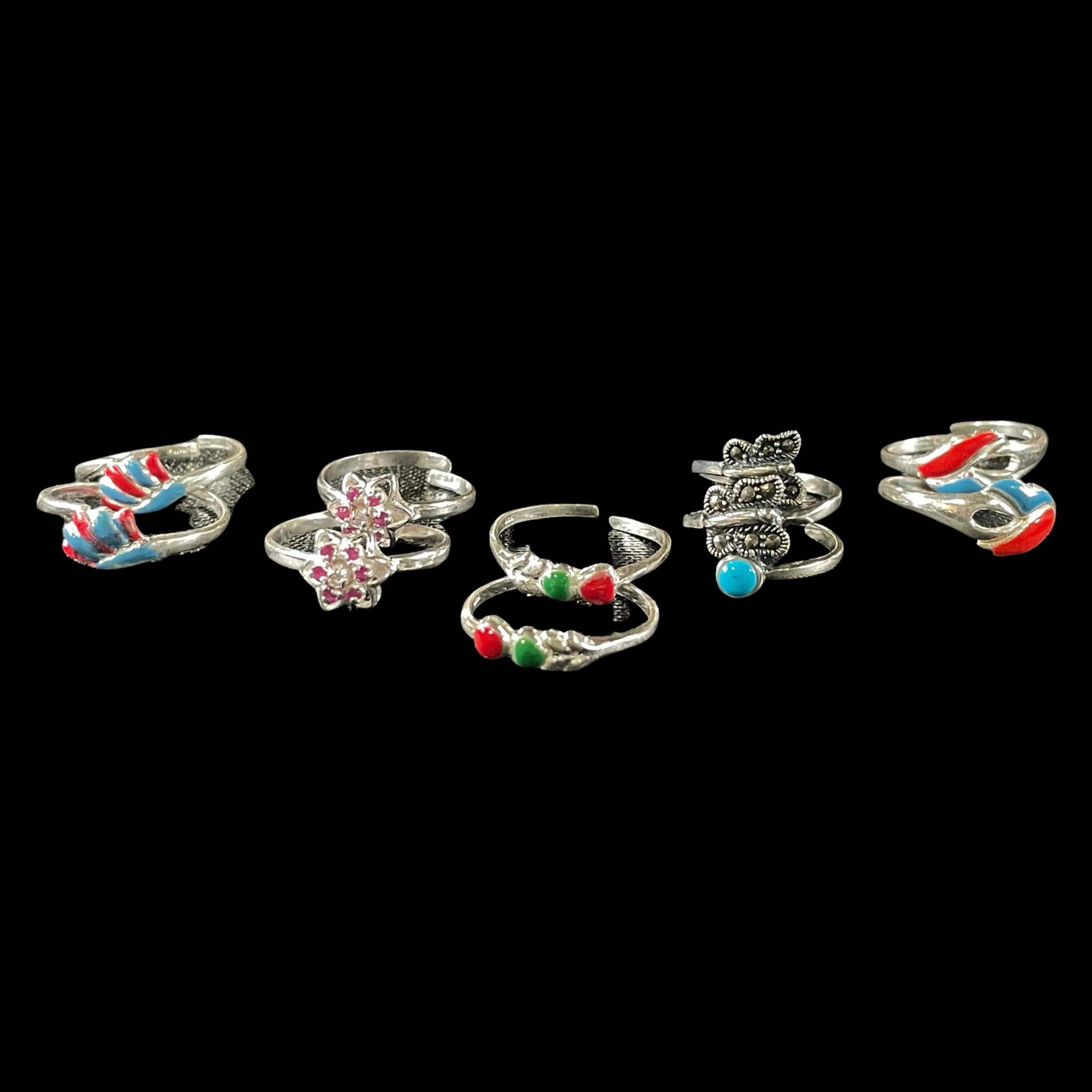 925 Sterling Silver Toe-rings (Pack of 5 Pairs)- Set #18