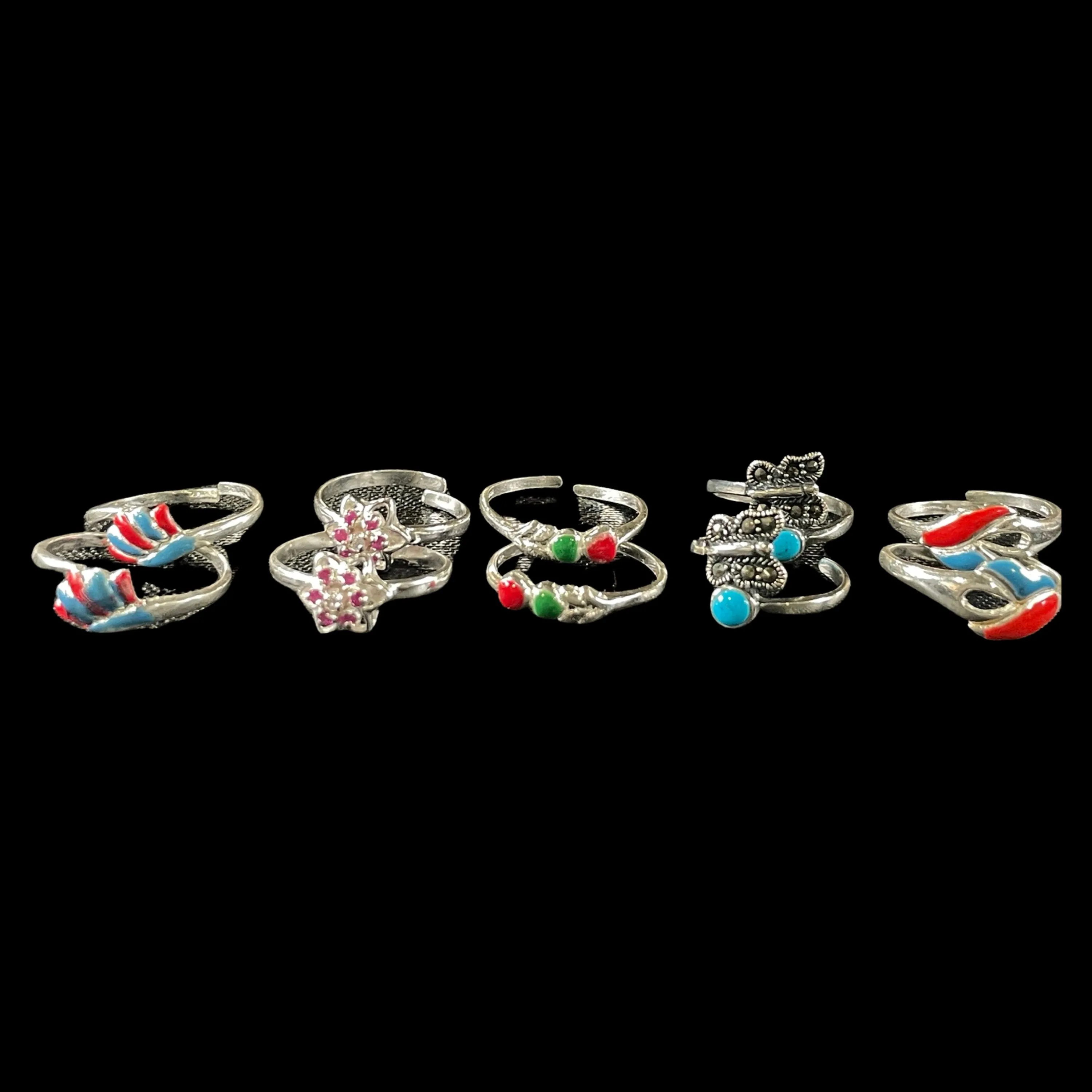 925 Sterling Silver Toe-rings (Pack of 5 Pairs)- Set #18