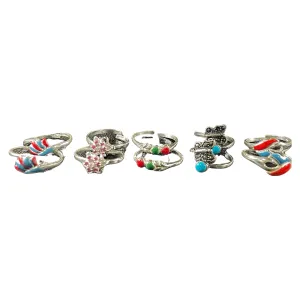 925 Sterling Silver Toe-rings (Pack of 5 Pairs)- Set #18
