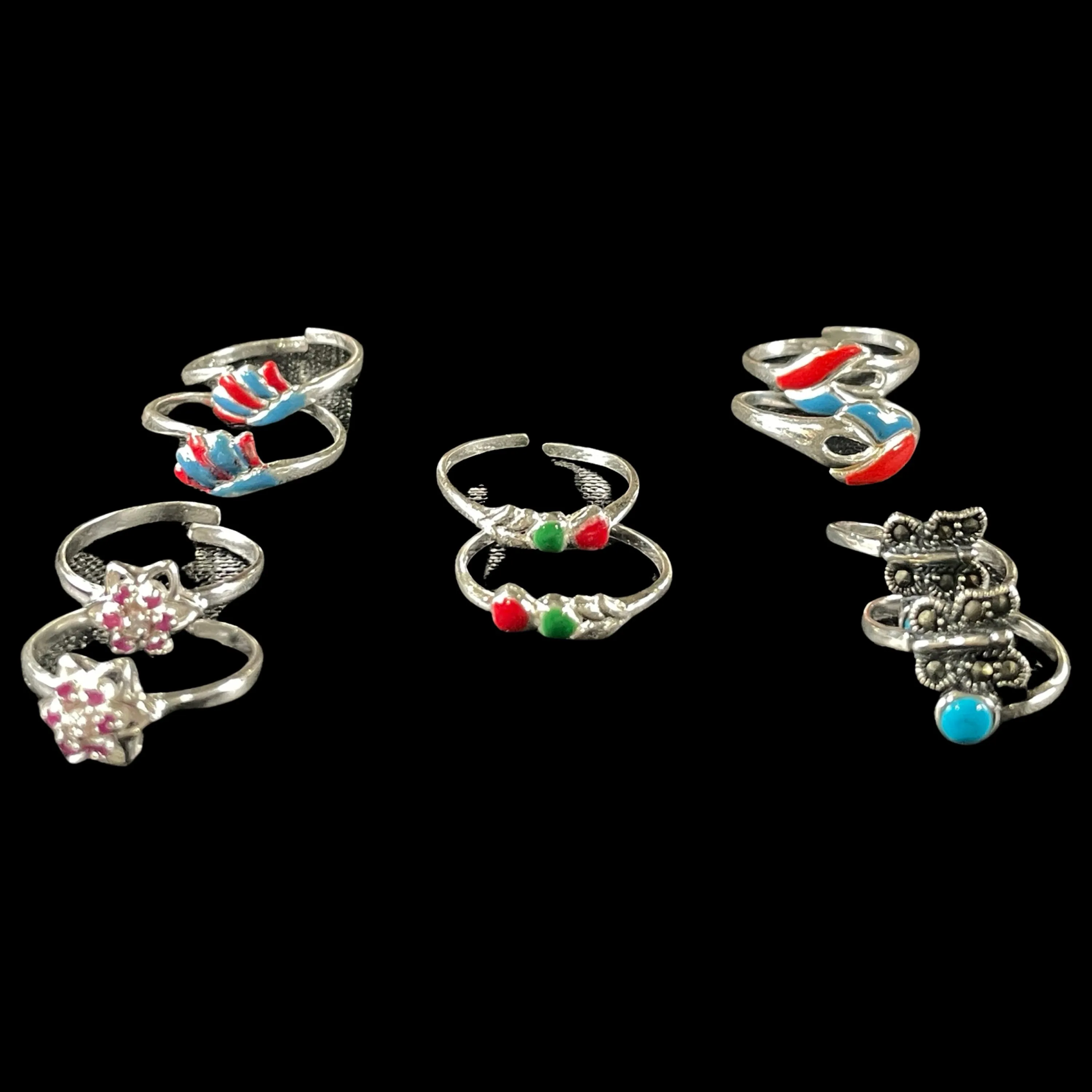 925 Sterling Silver Toe-rings (Pack of 5 Pairs)- Set #18