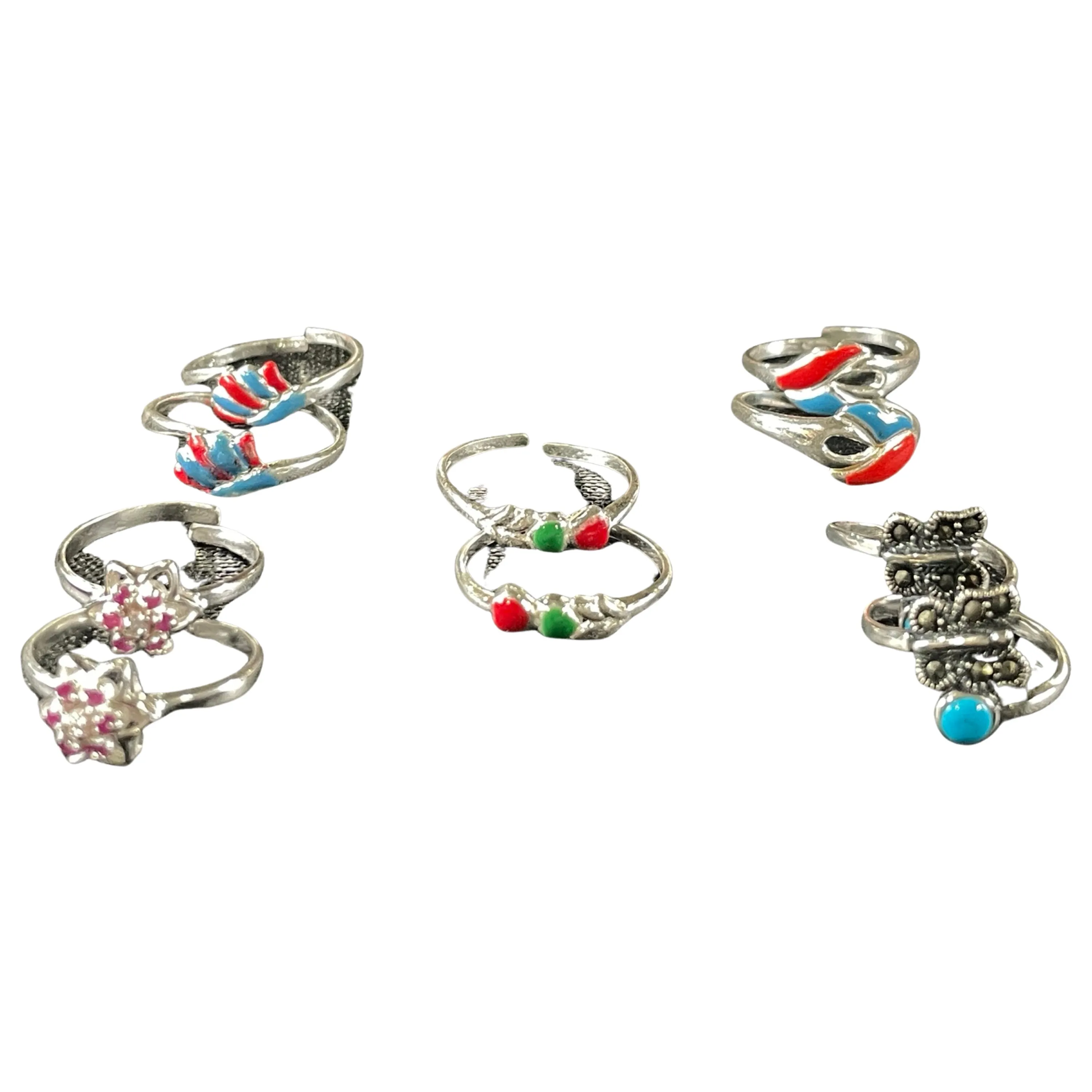 925 Sterling Silver Toe-rings (Pack of 5 Pairs)- Set #18
