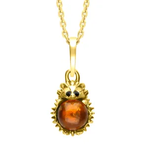 9ct Yellow Gold Amber Tiny Hedgehog Necklace