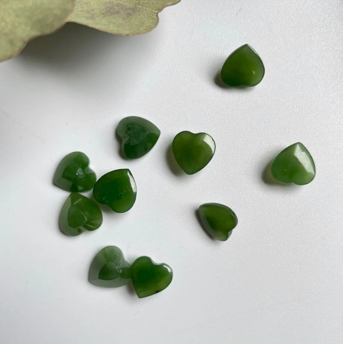 A  Canadian Jade Heart Cabochon 10x10x5mm- Sold Individually