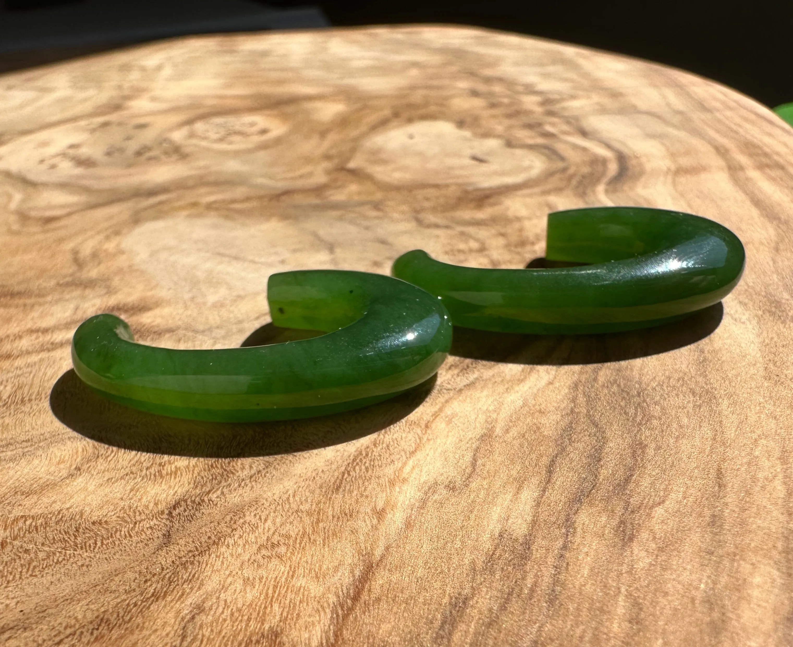 AA Green Canandian Jade Hoops for Earrings - 34mm*