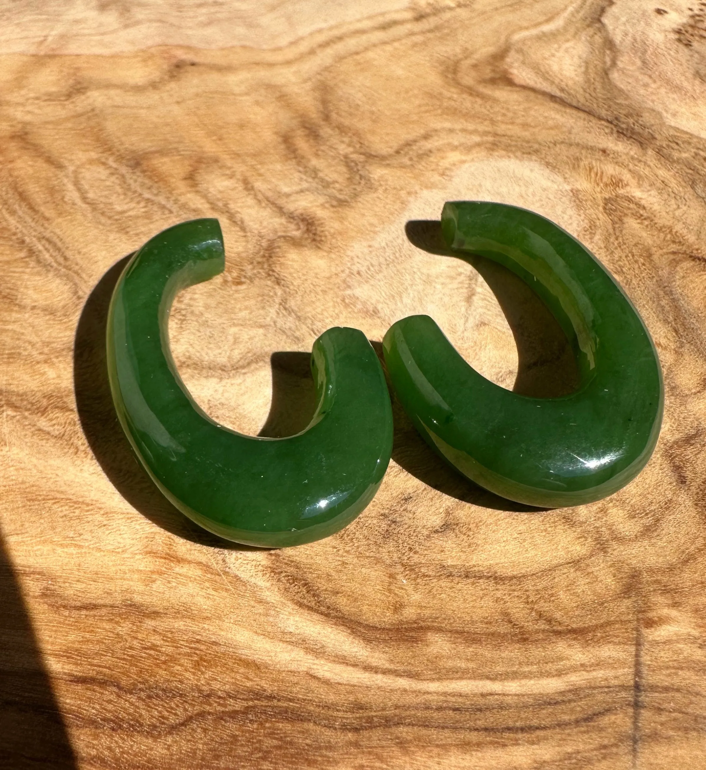 AA Green Canandian Jade Hoops for Earrings - 34mm*