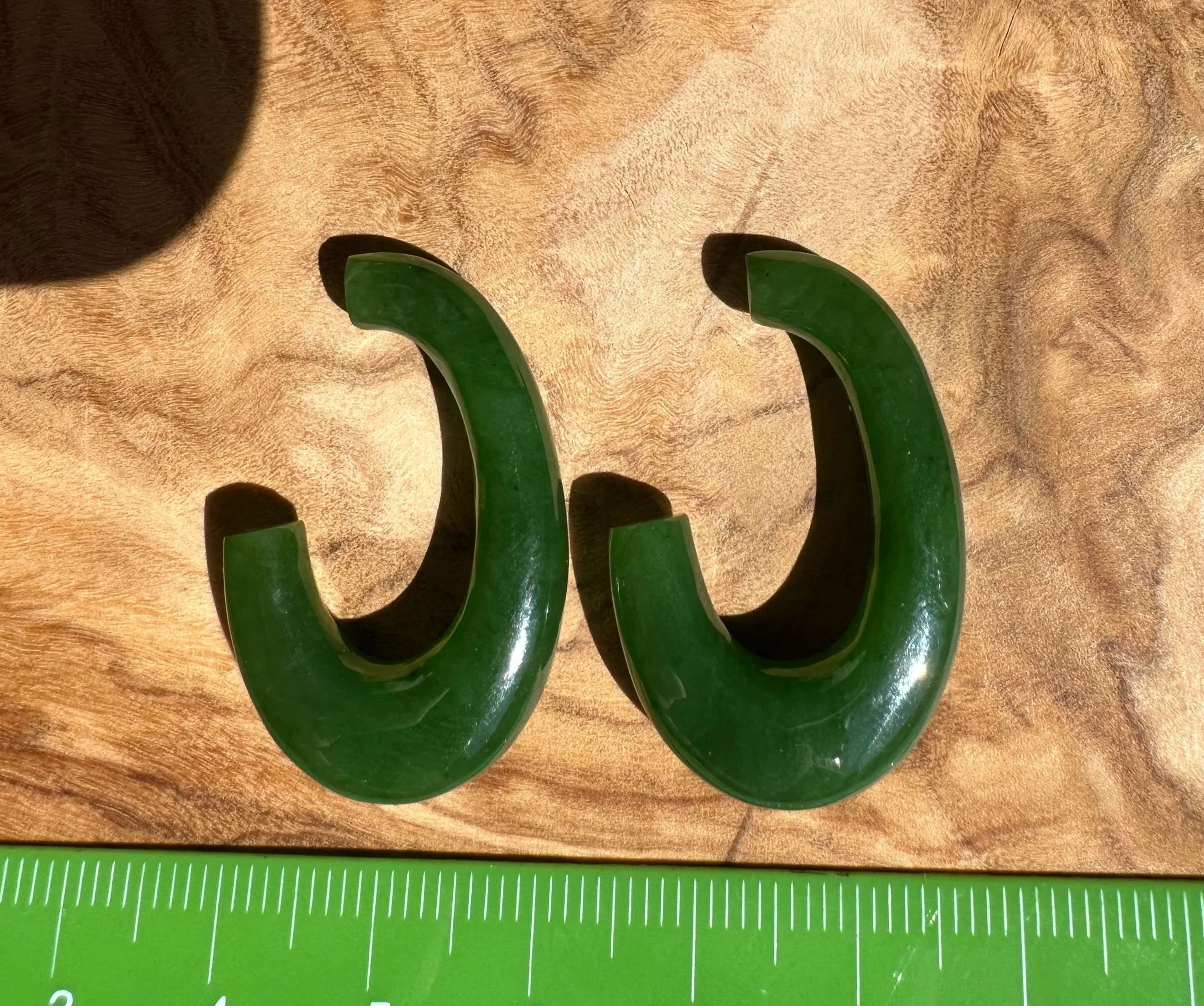 AA Green Canandian Jade Hoops for Earrings - 34mm*
