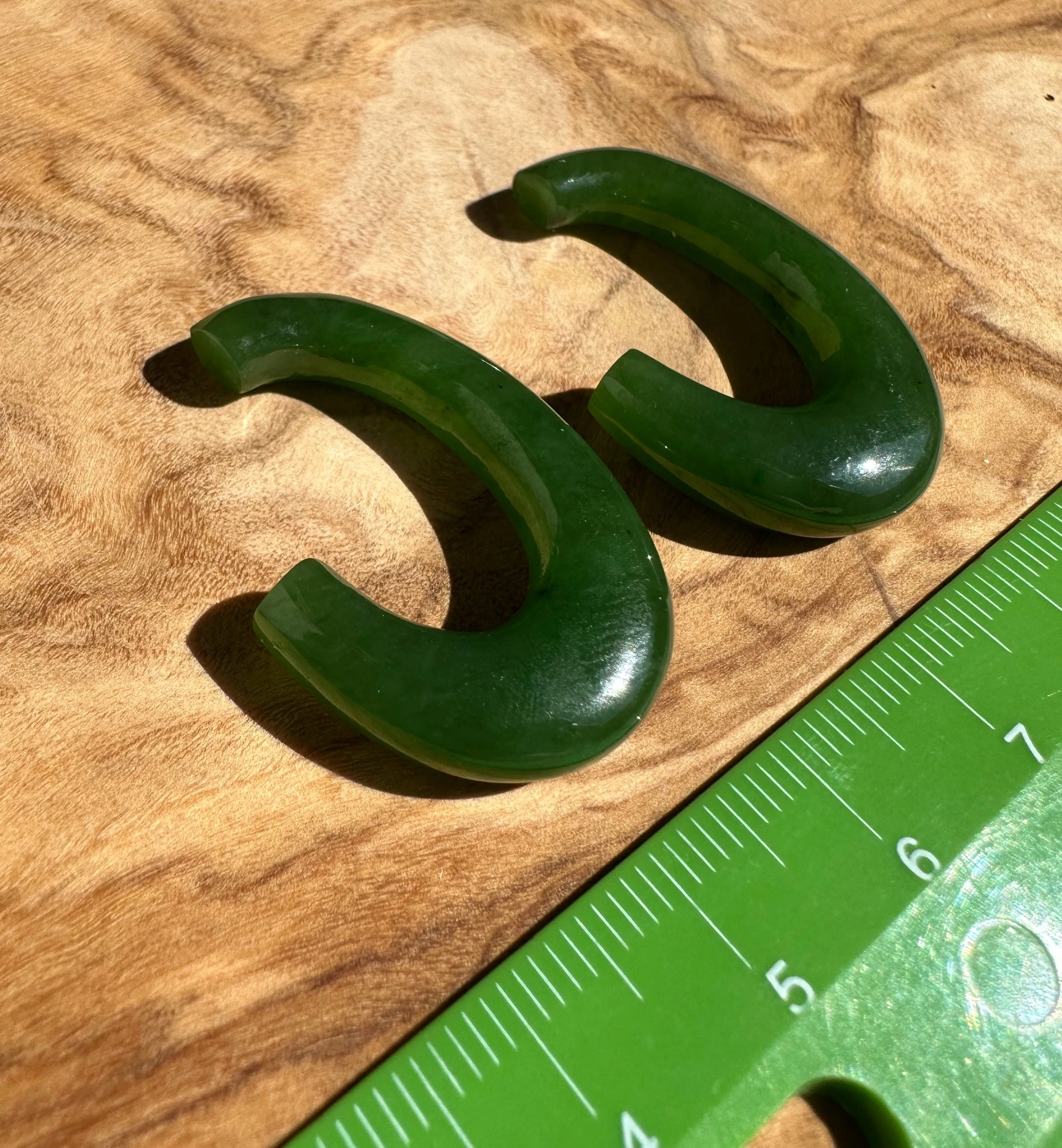 AA Green Canandian Jade Hoops for Earrings - 34mm*