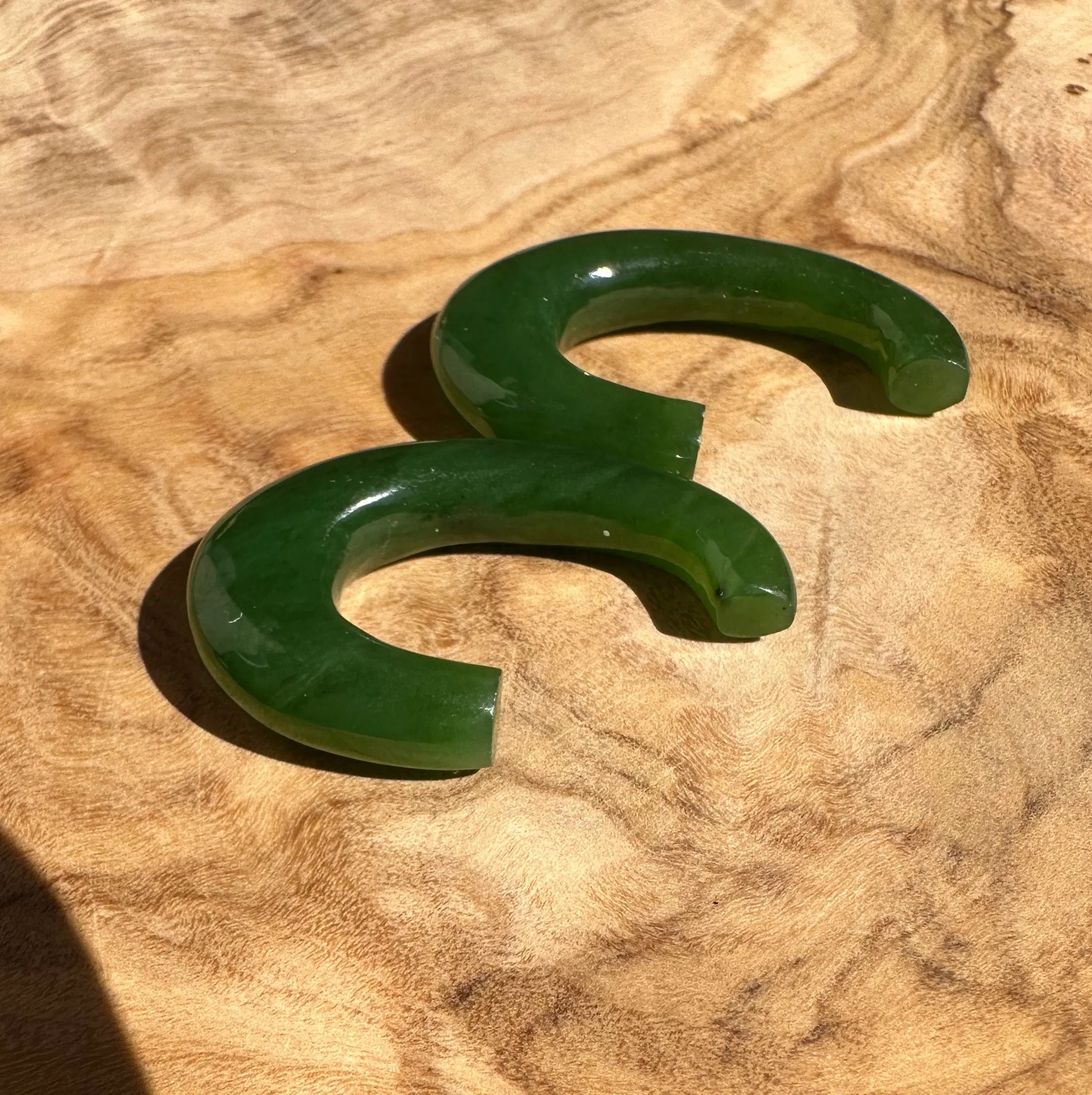 AA Green Canandian Jade Hoops for Earrings - 34mm*