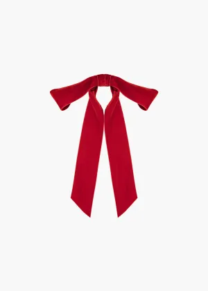 Adley Velvet Bow Barrette -- Rouge