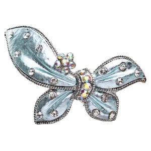 Austrian Crystal Hair Clips Barrette Butterfly Blue NEW