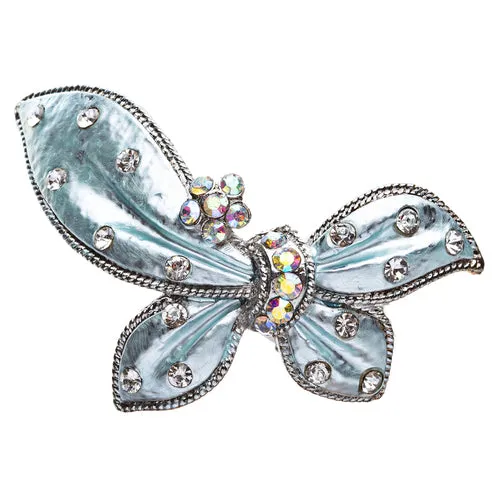 Austrian Crystal Hair Clips Barrette Butterfly Blue NEW