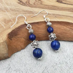 BESHEEK Handmade Lapis Lazuli & Sterling Silver Drop Earrings | Handmade Hypoallergenic Boho Beach Gala Wedding Style Fashion Earrings