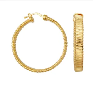 CLEARANCE - Gold Plated Sterling Silver Tubogas Large Hoop Earrings (SI5236) CLEARANCE - Gold Plated Sterling Silver Tubogas Large Hoop Earrings (SI5236)