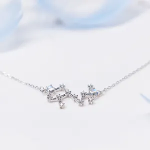 Constellation Moonstone Pendant Necklace in White Gold Plated Silver Gemstone Jewelry Women
