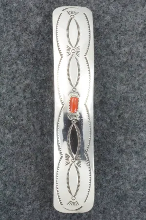 Coral & Sterling Silver Hair Barrette - Jolene Begay