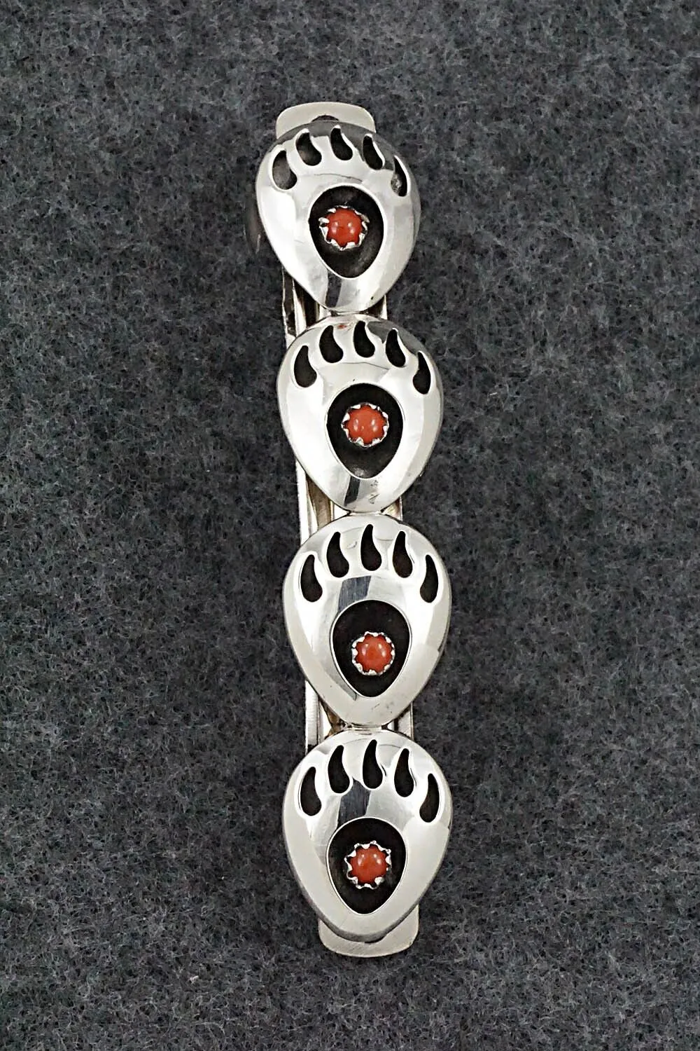 Coral & Sterling Silver Hair Barrette - Leroy Parker