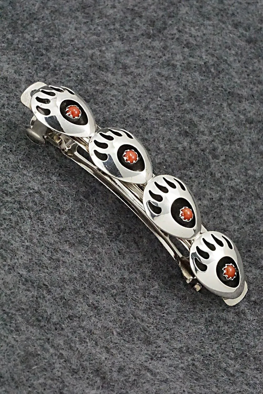 Coral & Sterling Silver Hair Barrette - Leroy Parker