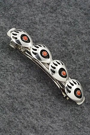 Coral & Sterling Silver Hair Barrette - Leroy Parker