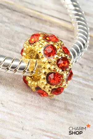 Coral Gold Stone Bead Charm