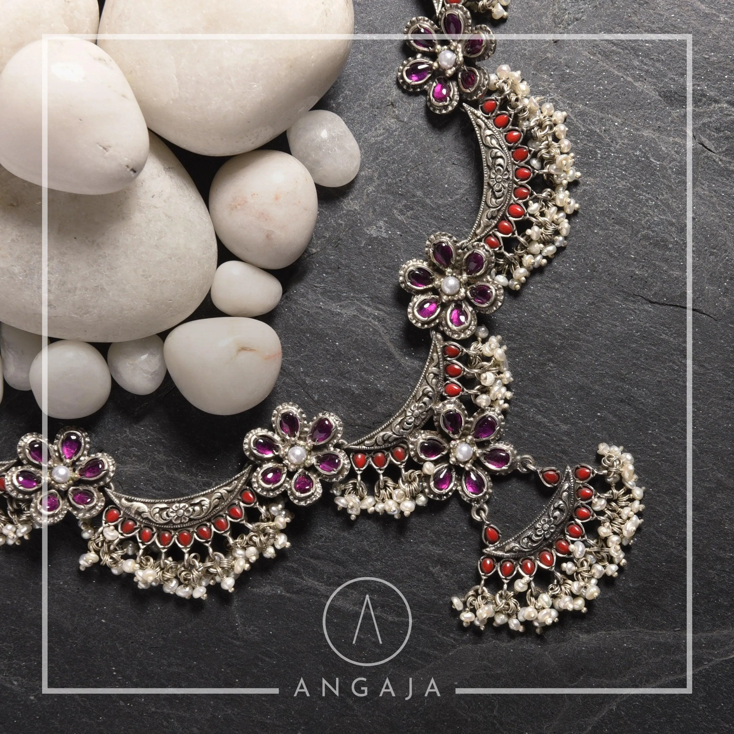 Coral Silver Necklace