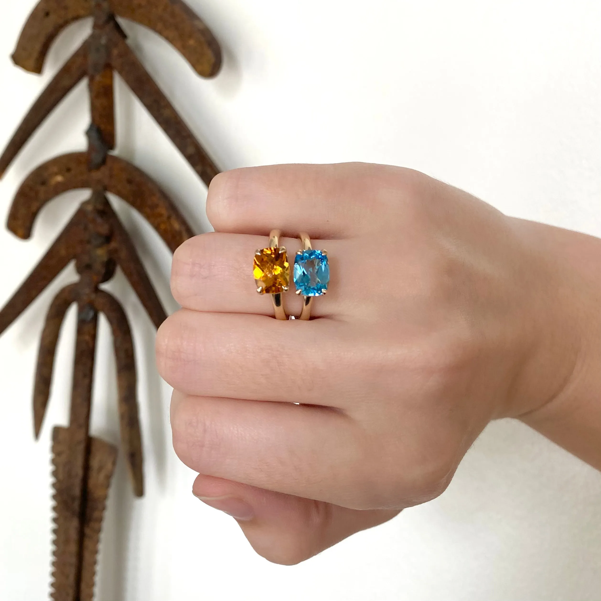 Cushion Cut Blue Topaz Ring
