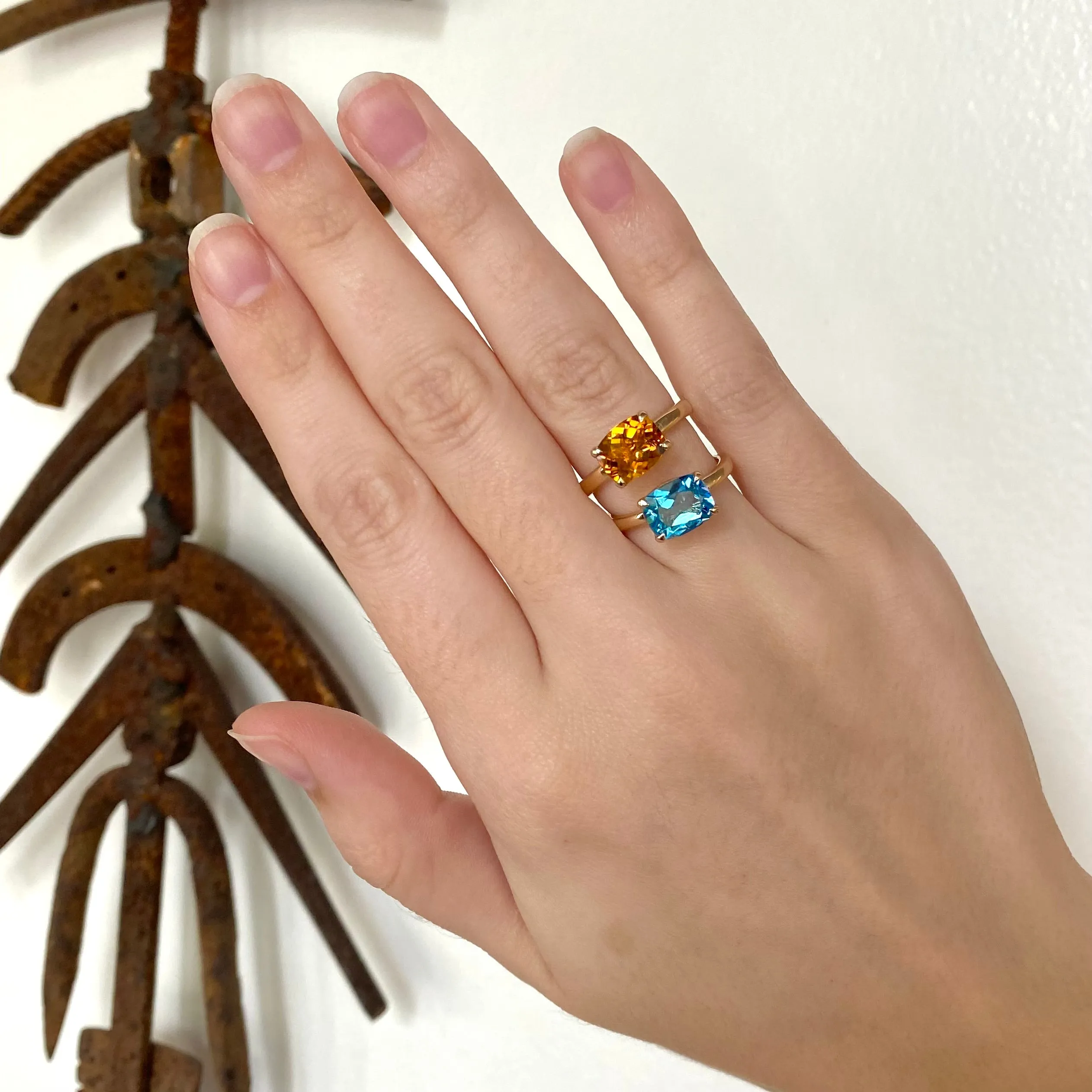 Cushion Cut Blue Topaz Ring