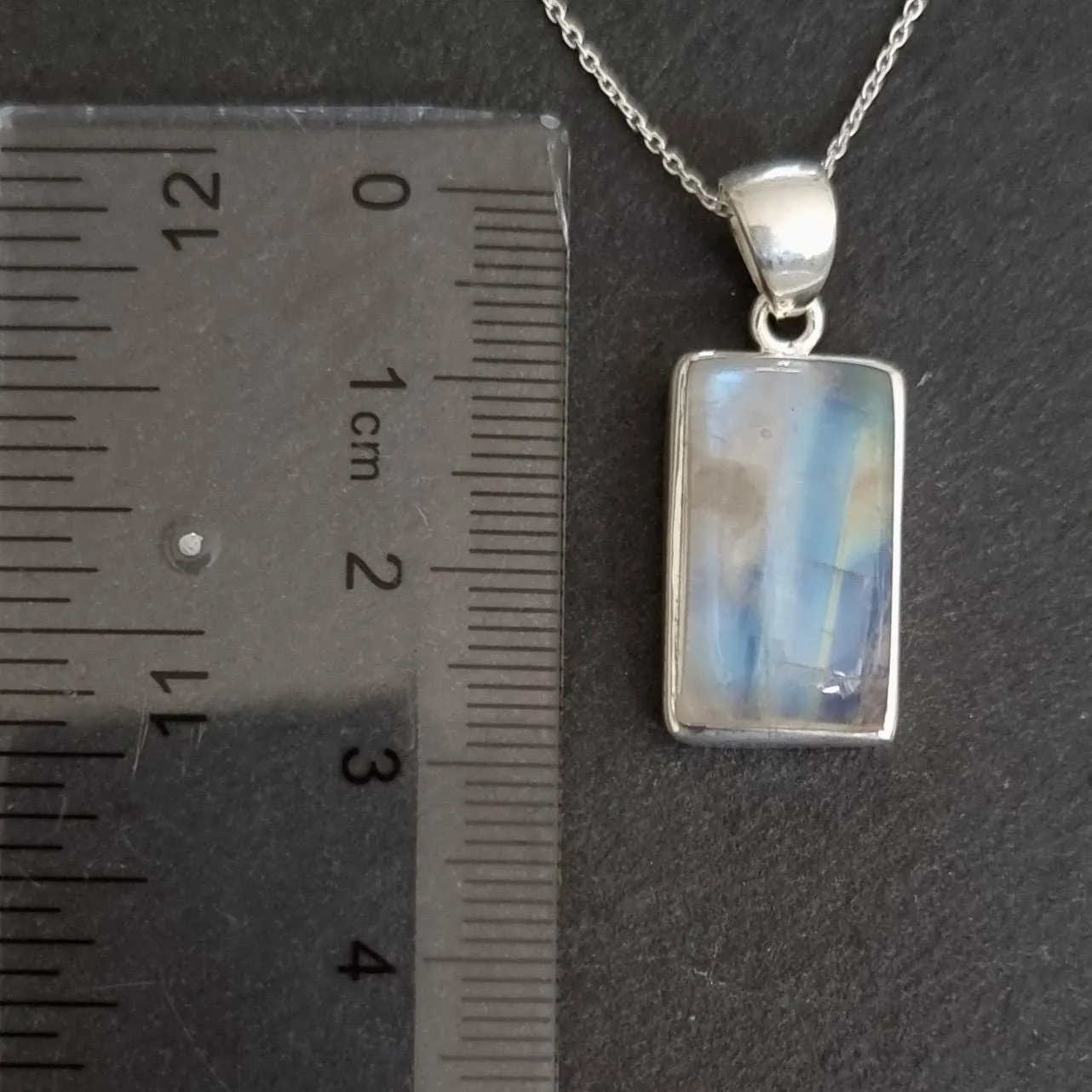Cute Small Rectangle Moonstone 925 Sterling Silver Pendant, MP27