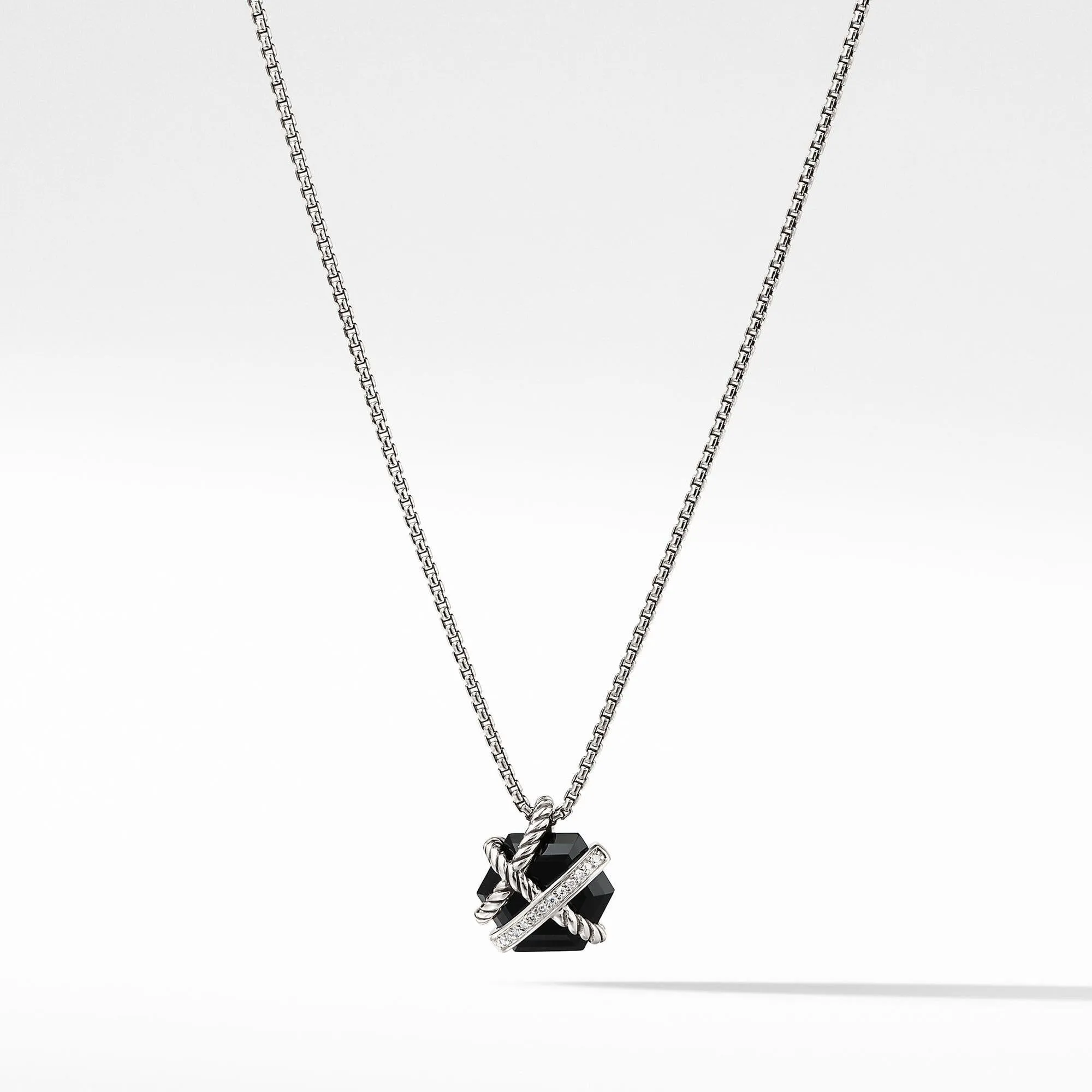 David Yurman Cable Wrap Necklace with Black Onyx and Diamonds, 10mm