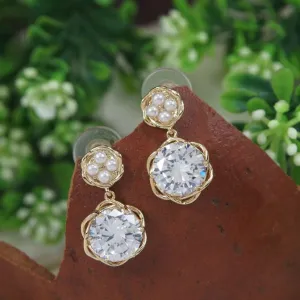Floral Design Cubic Zirconia Korean Earring