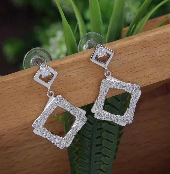 Geometric Shape Cubic Zirconia Korean Earring