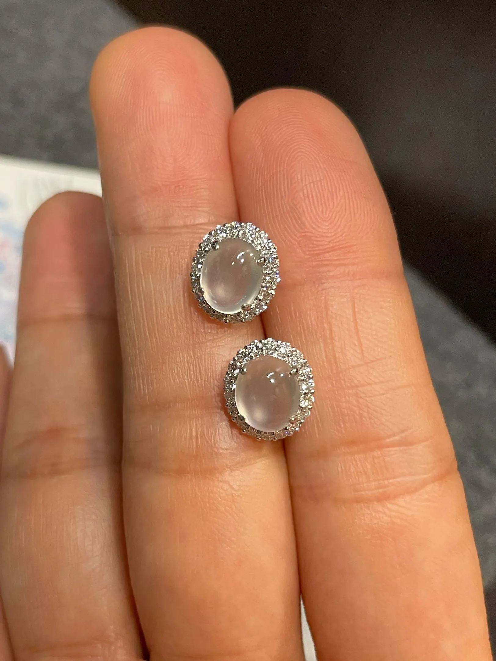 Glassy Jade Cabochon Earrings (NJE063)