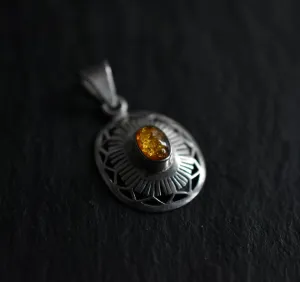 Handcrafted Vintage Baltic Amber Silver Sterling 925 Pendant