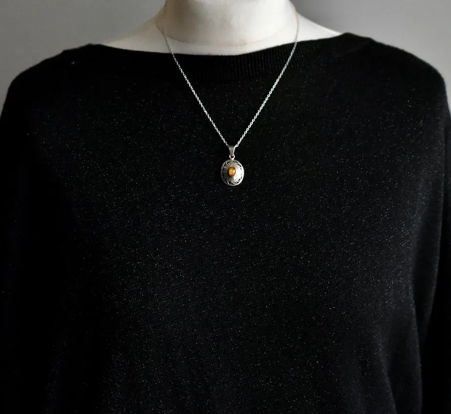 Handcrafted Vintage Baltic Amber Silver Sterling 925 Pendant