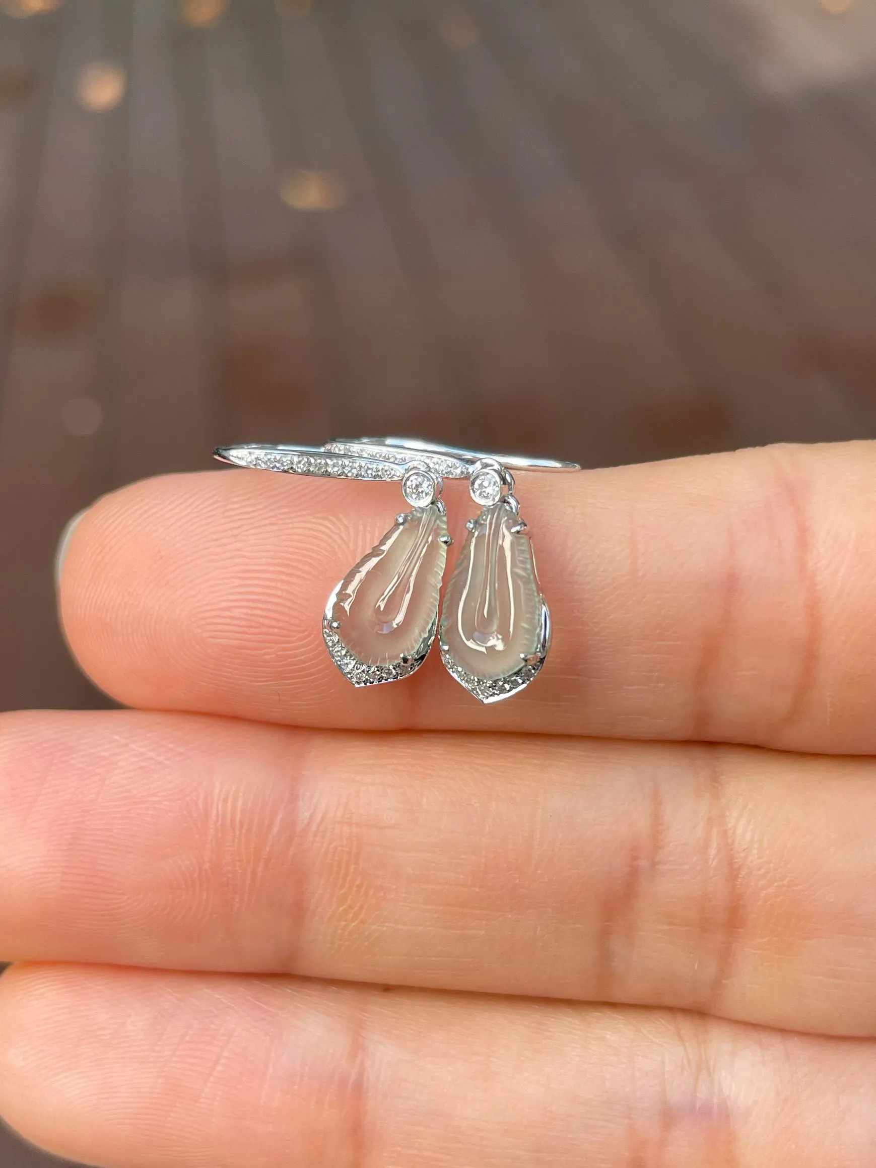 Icy Jade Feather Earrings (NJE143)