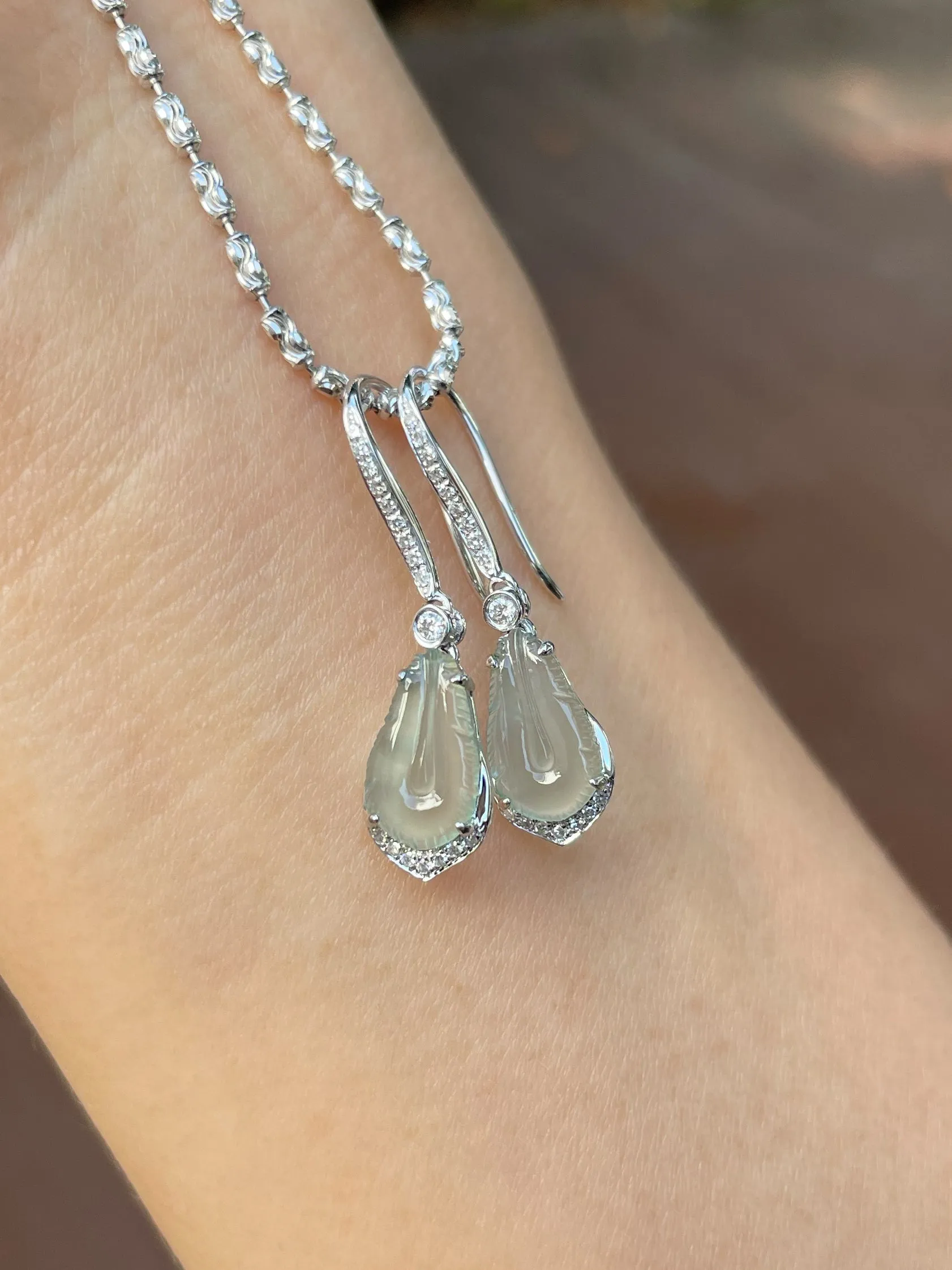 Icy Jade Feather Earrings (NJE143)