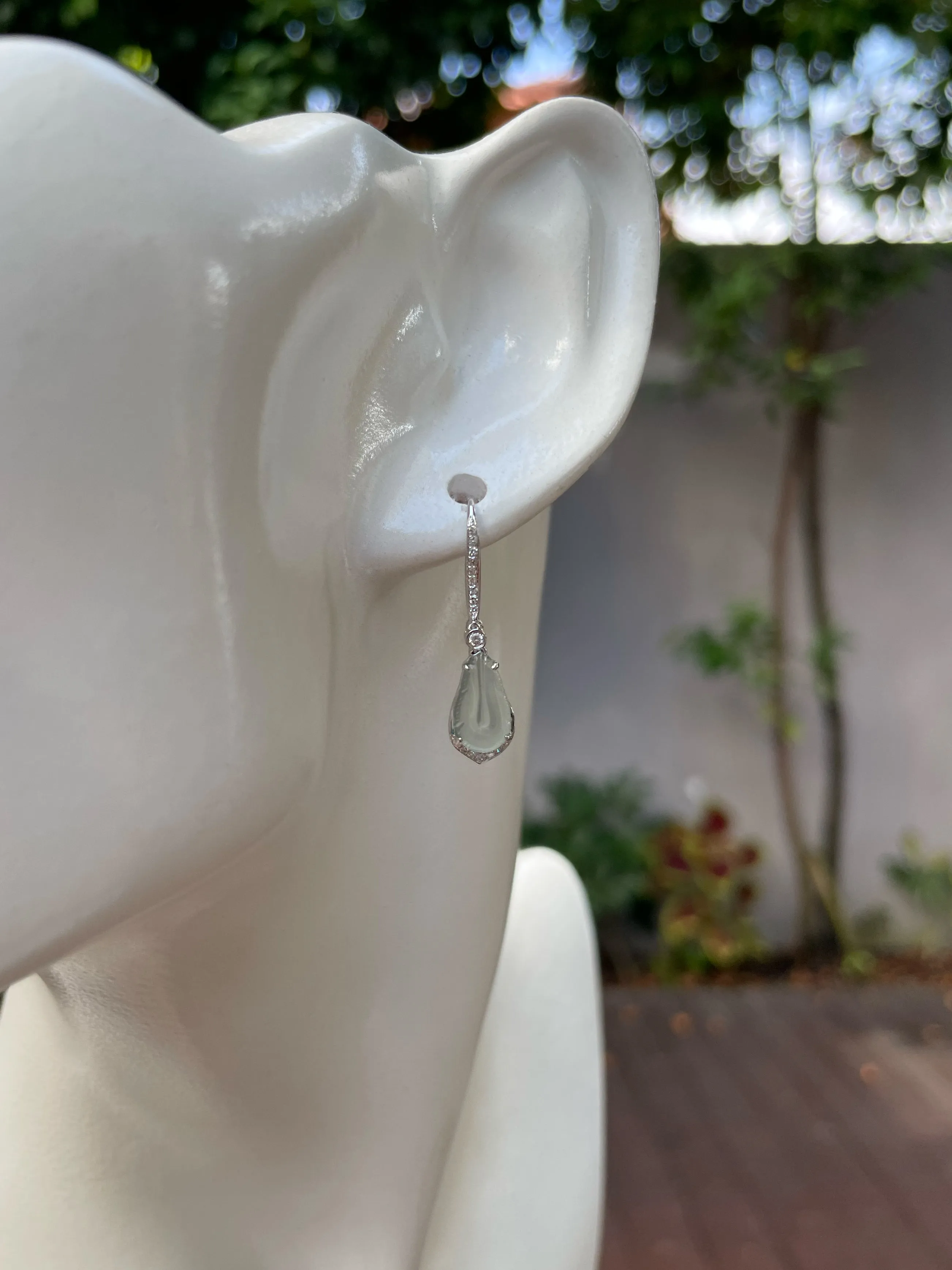 Icy Jade Feather Earrings (NJE143)