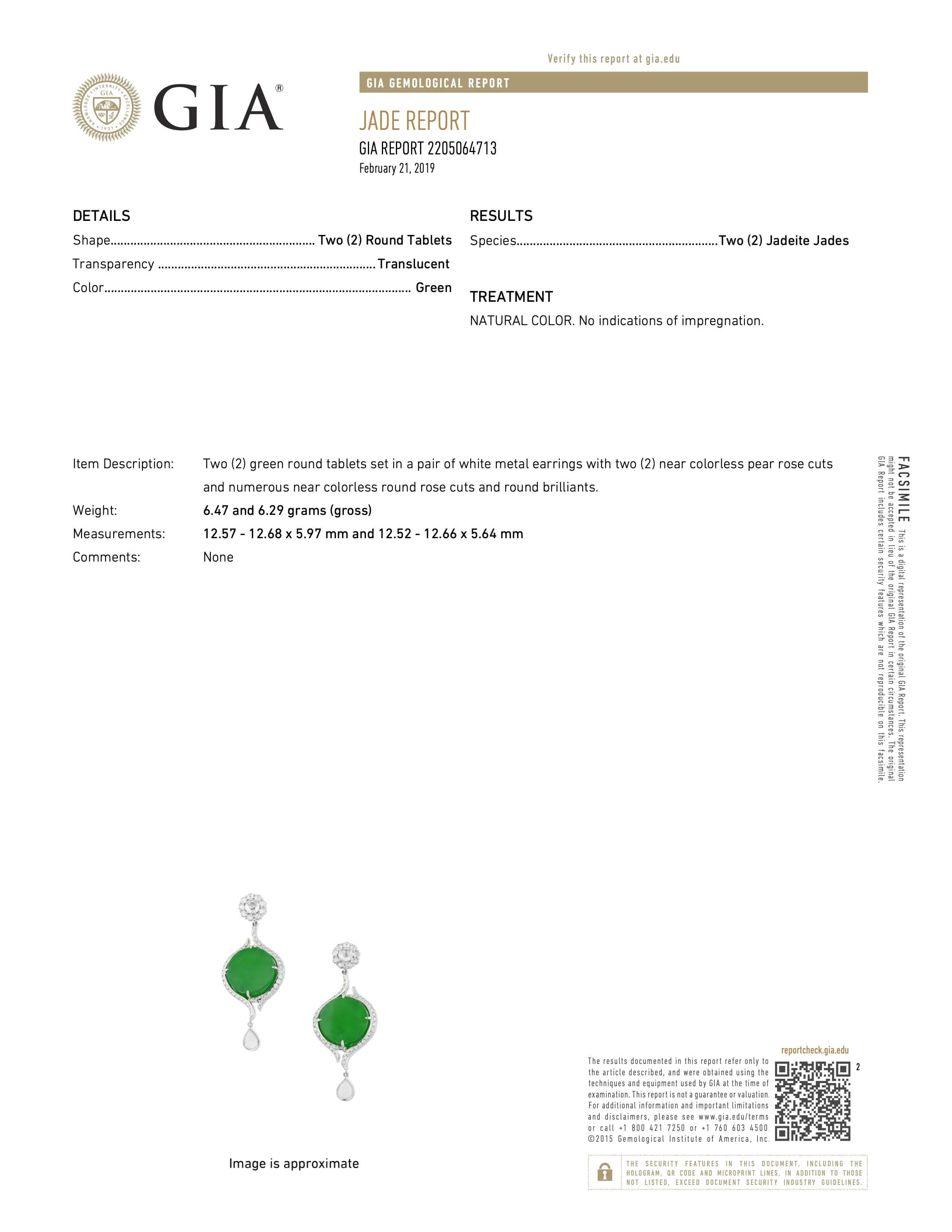 Jade and Diamond Earrings in 18K White Gold