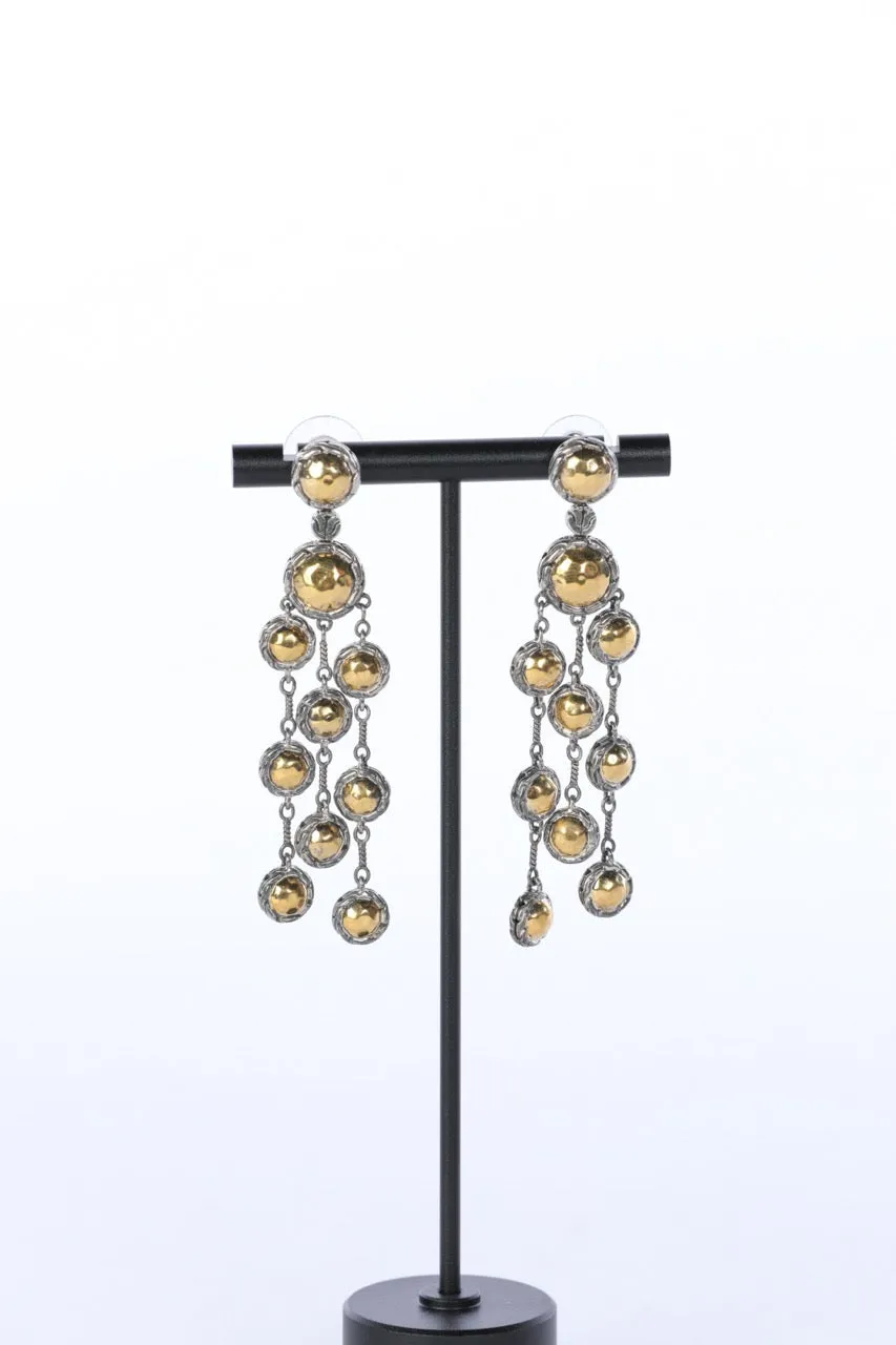 John Hardy 22k Yellow Gold & Sterling Silver Two-Tone "Palu" Chandelier Earrings