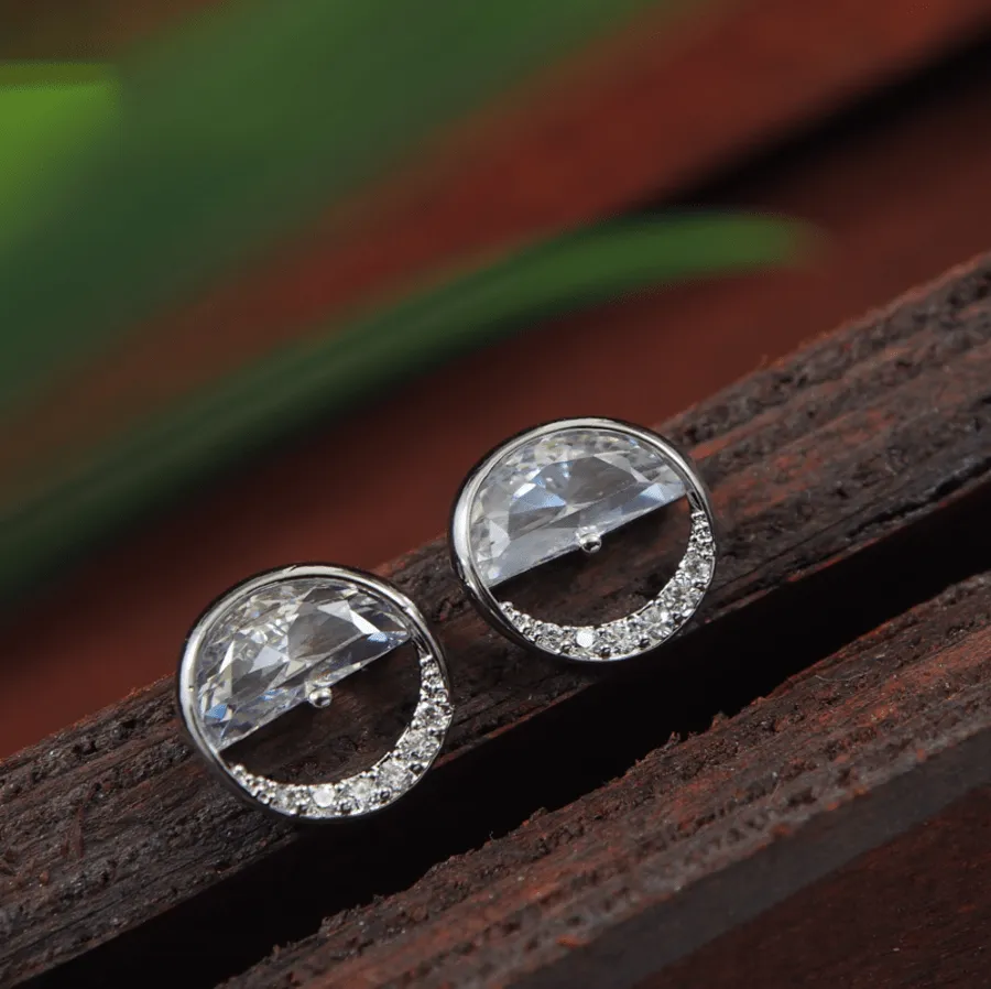 Korean Gold/Silver/Rosegold Plated Half Moon Design Stud Earring