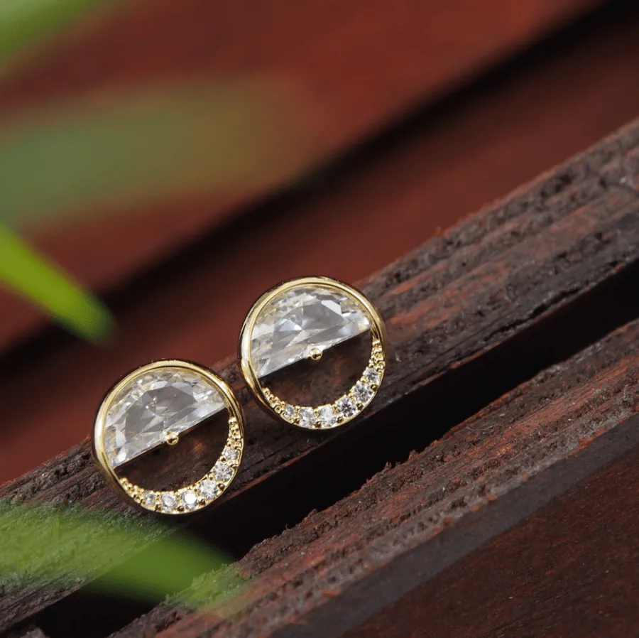 Korean Gold/Silver/Rosegold Plated Half Moon Design Stud Earring