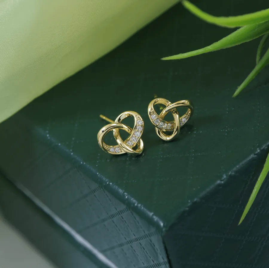 Korean Gold/Silver/Rosegold Plated tangled knot stud Earring