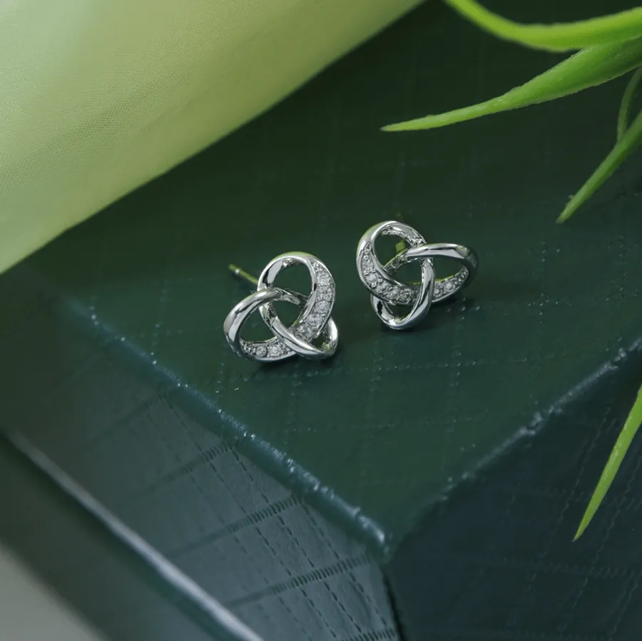 Korean Gold/Silver/Rosegold Plated tangled knot stud Earring
