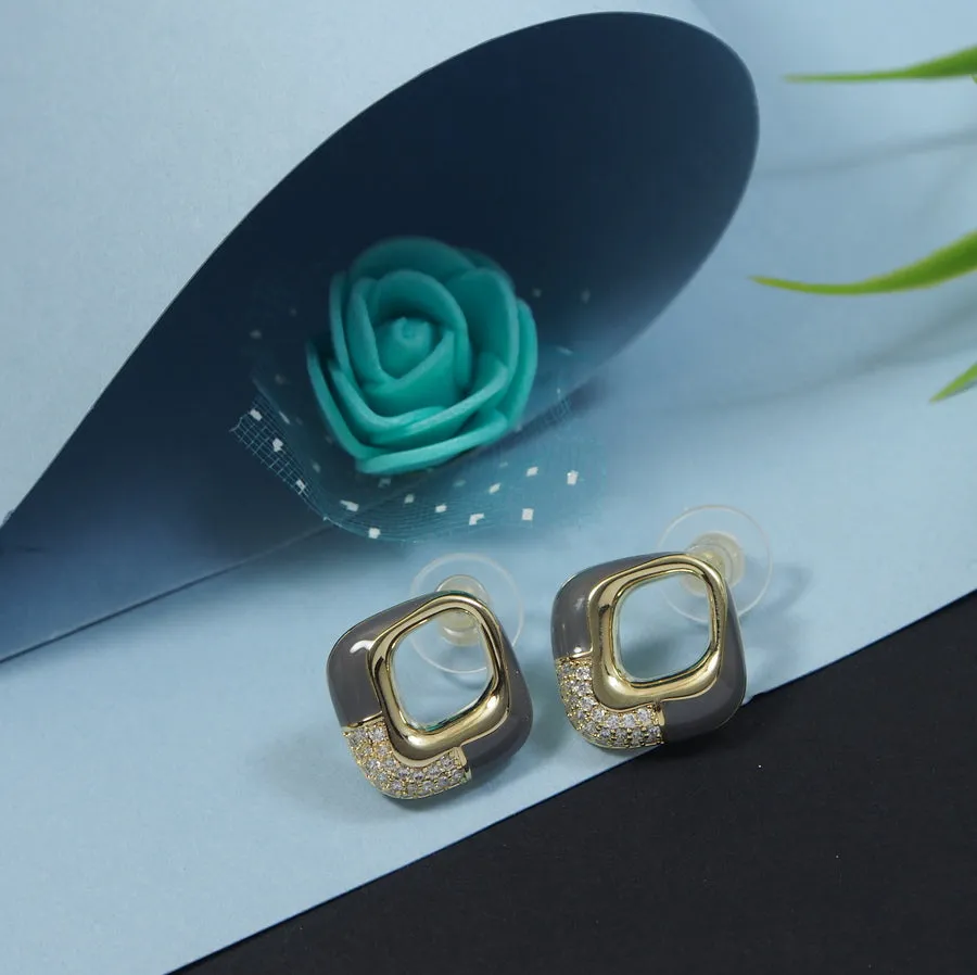 Korean Rhombus Shaped  Stud Earring