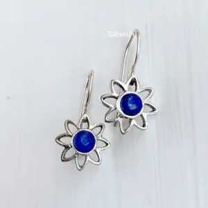 Lapis Lazuli Flower Silver Earring