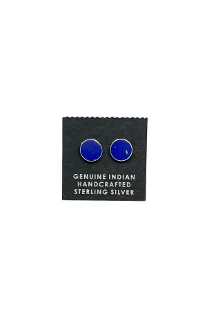 Lapis Lazuli Round Stud Earrings