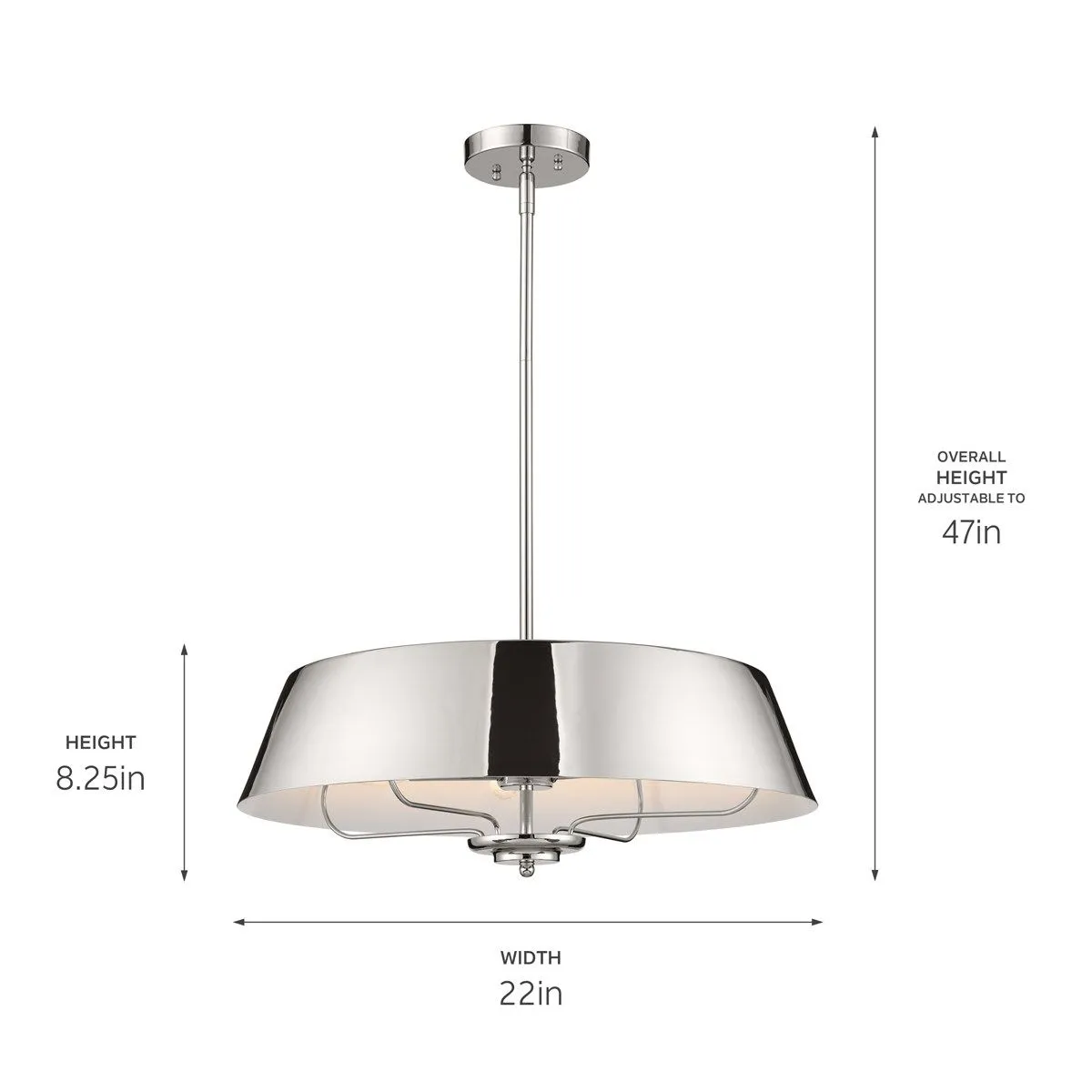 Luella 22 in. 4 Lights Convertible Pendant/Semi Flush Mount Light Polished Nickel finish