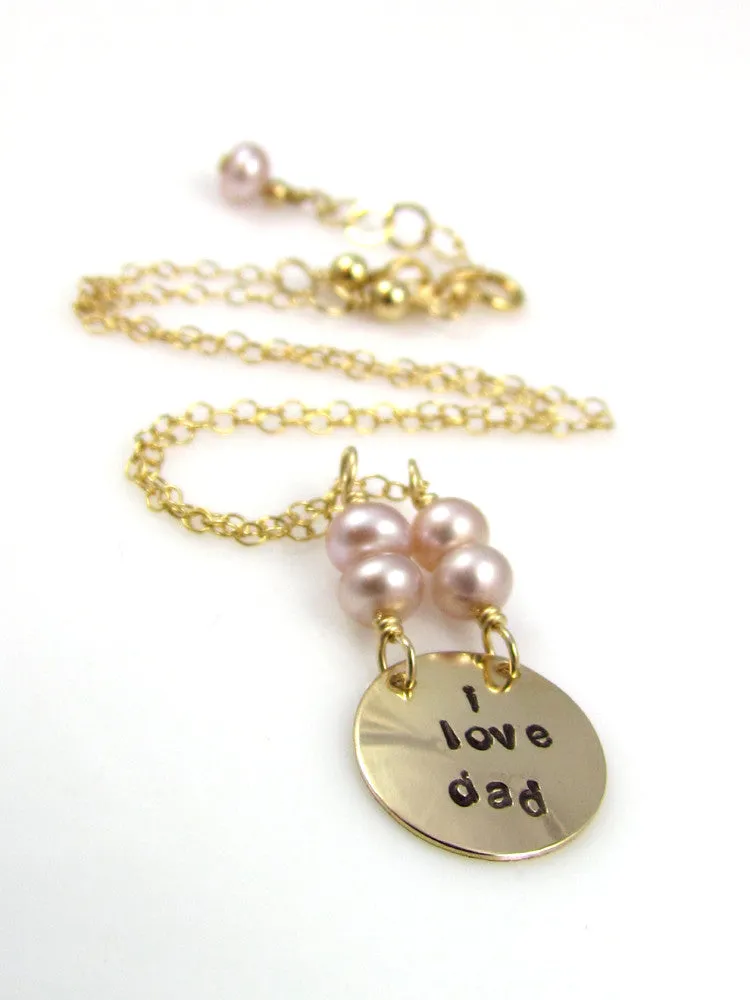 Mini Goddess (children) "i love mom/dad" Stamped Gold Necklace